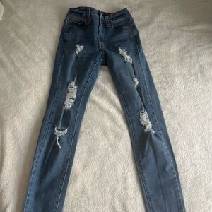 Aeropostale Blue Skinny Jeans with Distressed Details